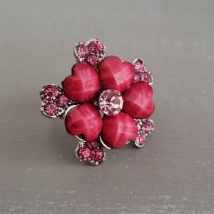 PINK FLORAL COCKTAIL RING